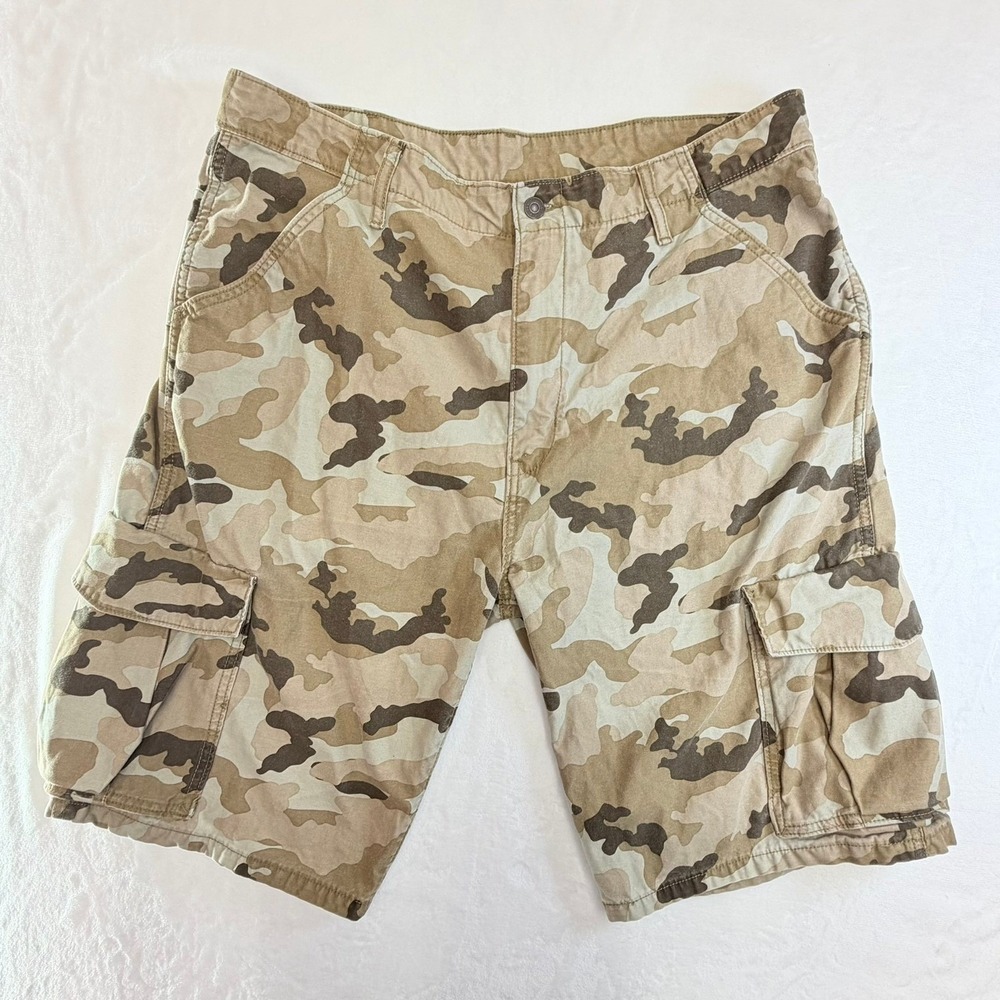 Levi's Cargo Shorts Mens 38 Tan Camo Cotton Utility Multi-Pocket 36604-0044